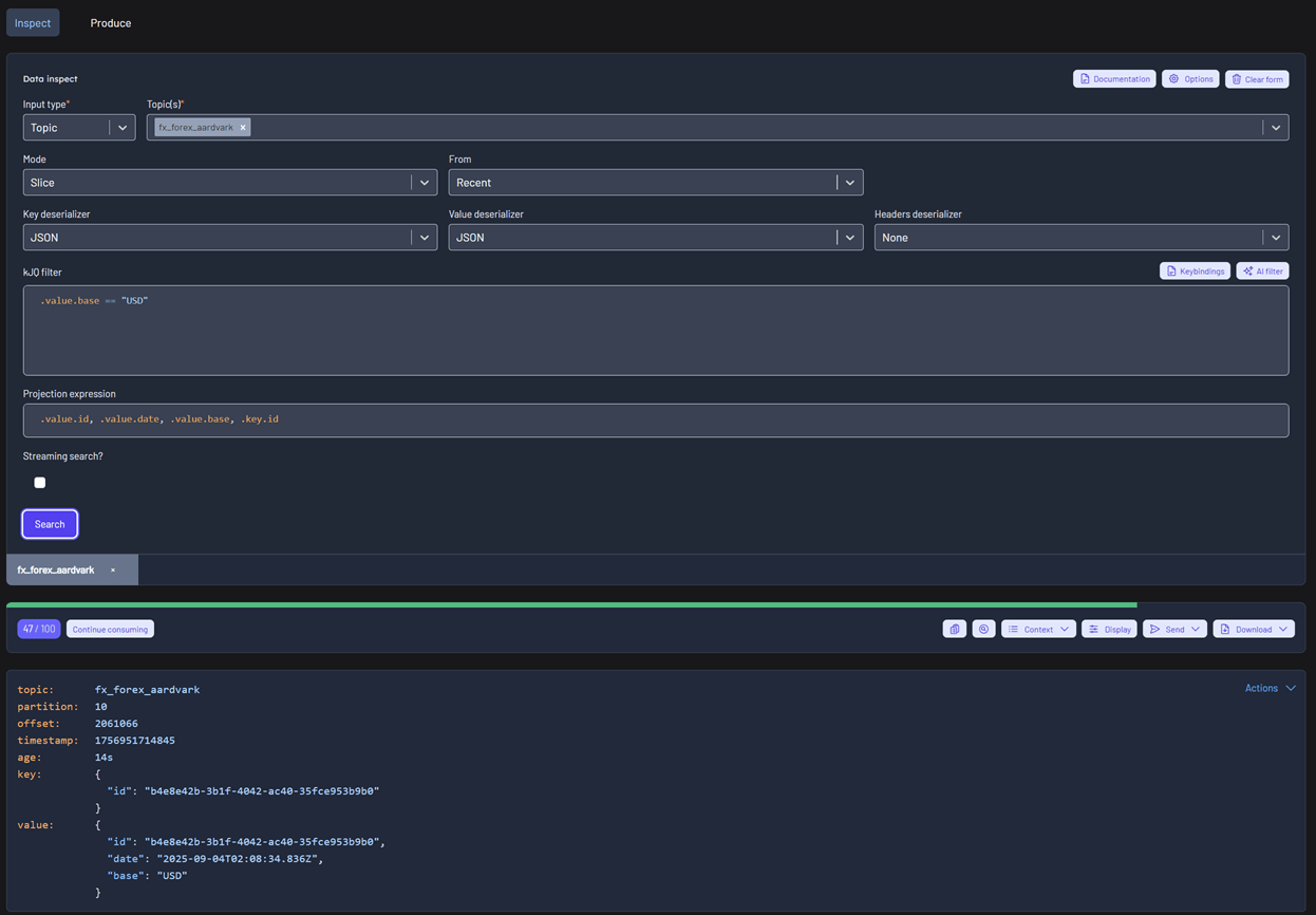 kJQ Projection expressions inside data inspect